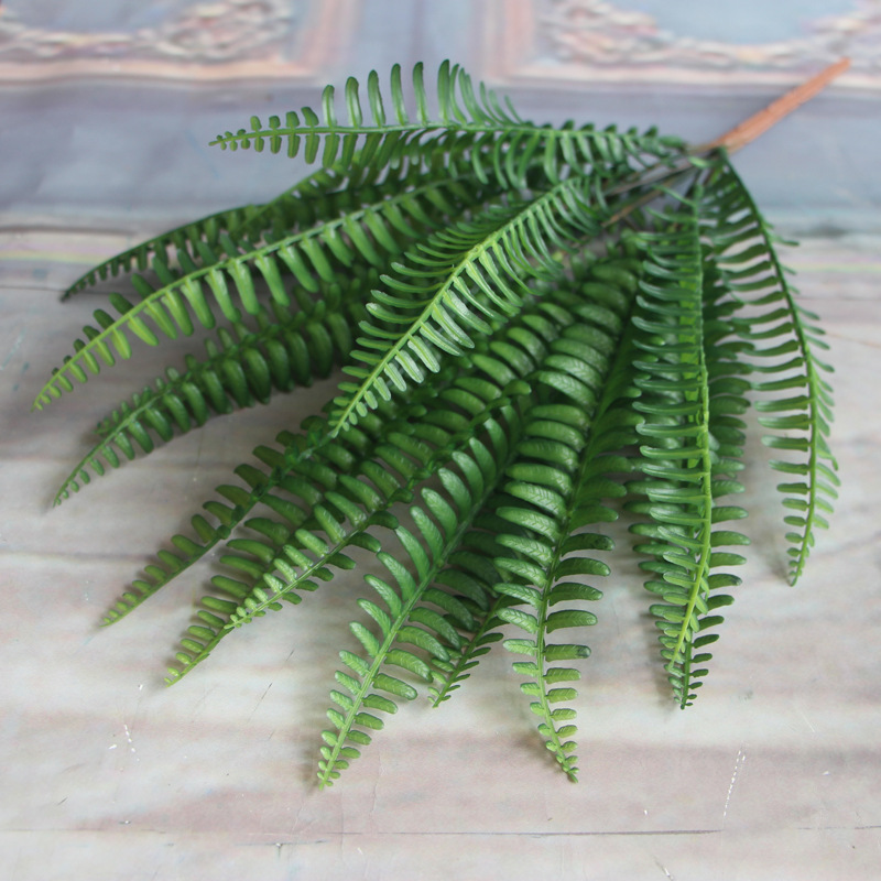 Luxurious Green Faux Fern Bouquet With Leather Silk Artificial Plants Fake Leaves For Home Wedding Dcor - 4