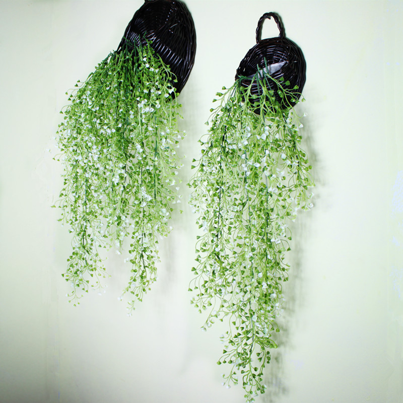 3colors Hanging Plant Artificial & Mini Flower Willow Wall Basket Accessories Home Decoration Balcony - 3