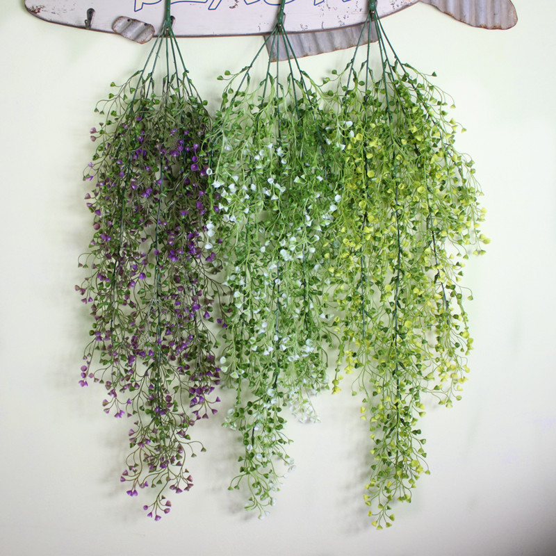 3colors Hanging Plant Artificial & Mini Flower Willow Wall Basket Accessories Home Decoration Balcony - 2