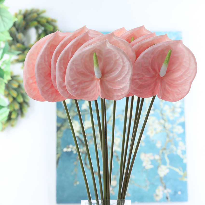 3d Lifelike Multicolor Anthurium Artificial Plant Indoor Faux Flower For Home Decor Wedding Party Decoration - 21