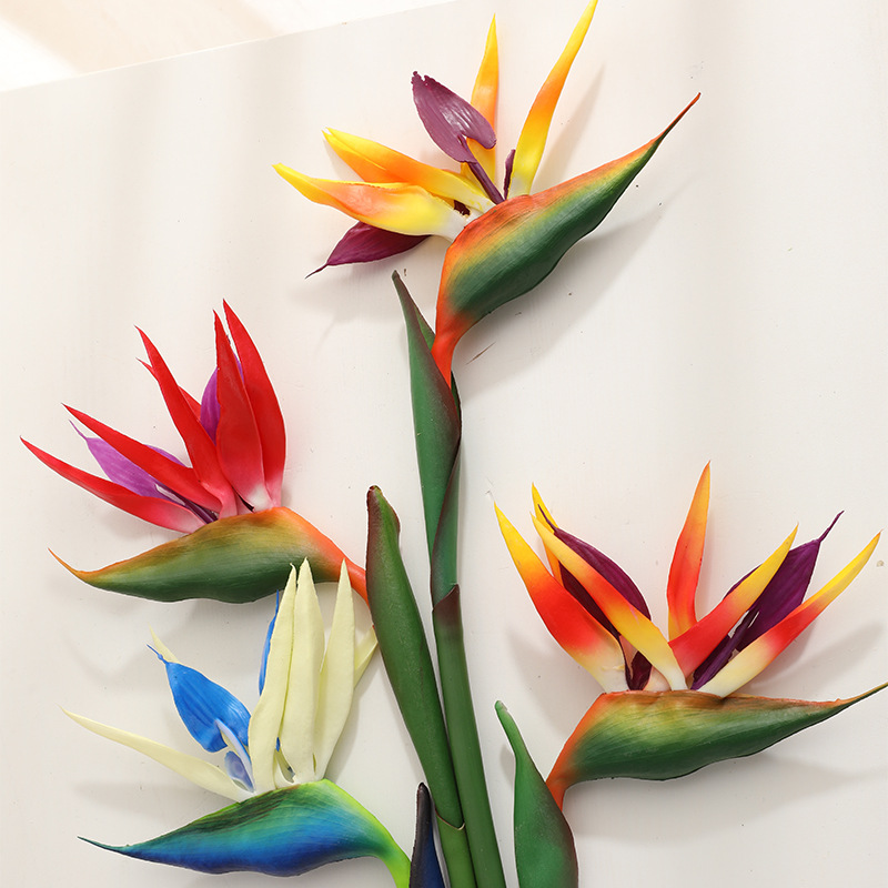 Artificial Bird Of Paradise Flower Realtouch Soft Plastic Colorful Dried Decorative Bouquet - 1