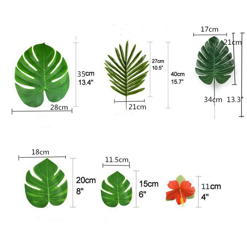 12pcs Tropical Artificial Palm Leaves For Hawaiian Luau Jungle Beach Theme Parties And Summer Home Decorations - 12