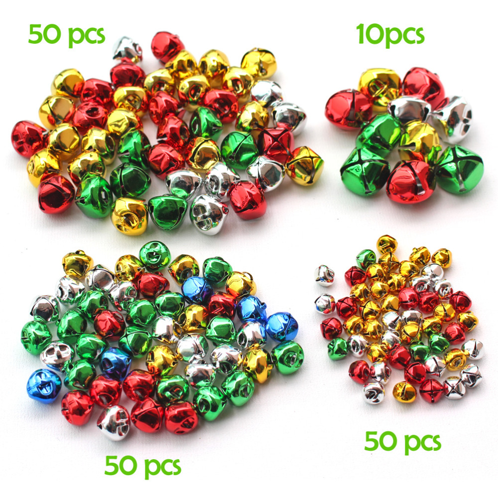 4 Sizes 160 Pcs Christmas Jingle Bells For Home Decoration Silver And Multicolor Metal Xmas Decor Festival Party Diy - 2