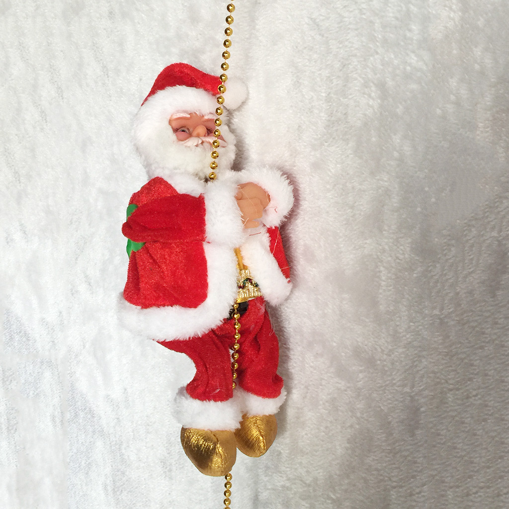 Santa Claus Electric Climbing Ladder Toy Music Playing Christmas Ornament Kids Holiday Gift Bead Climbing Figurine - 6