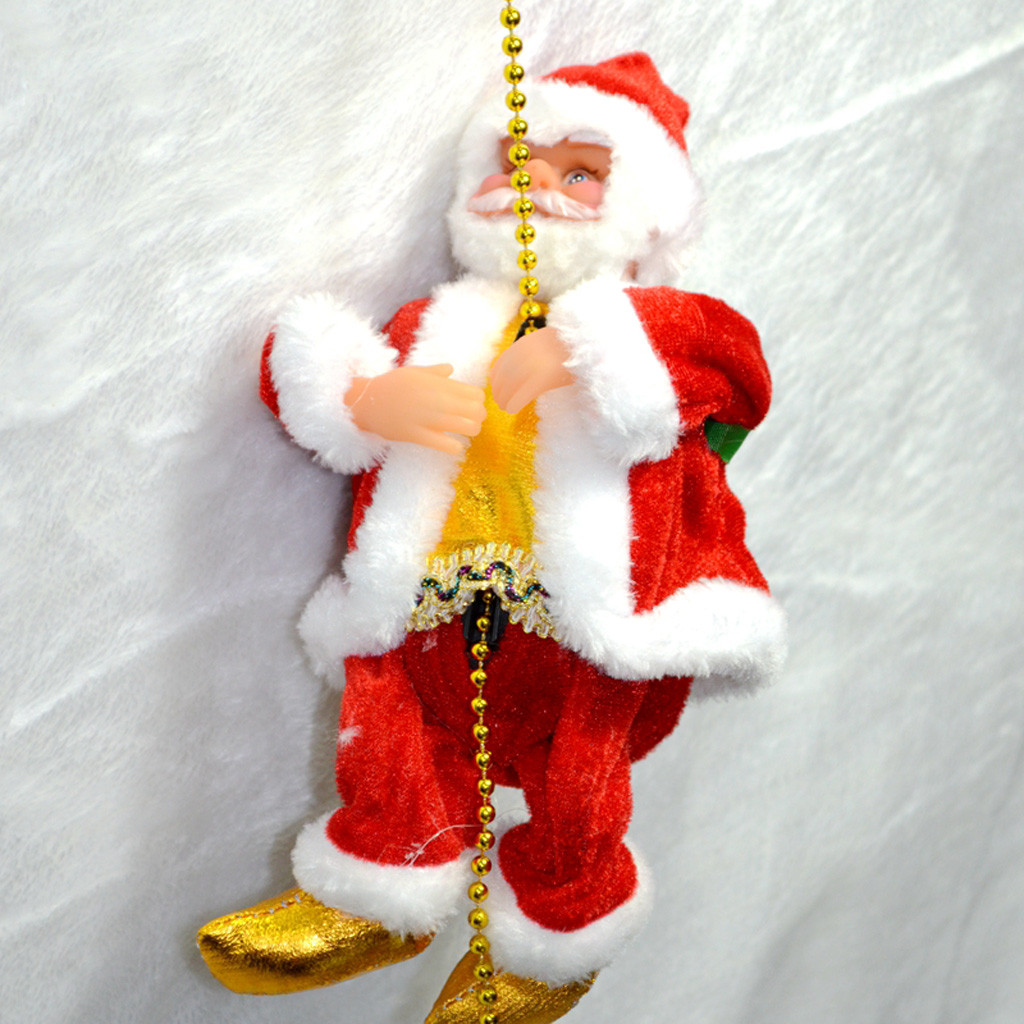 Santa Claus Electric Climbing Ladder Toy Music Playing Christmas Ornament Kids Holiday Gift Bead Climbing Figurine - 3