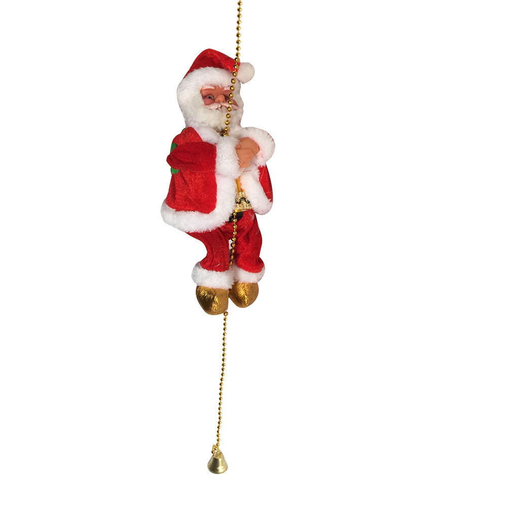 Santa Claus Electric Climbing Ladder Toy Music Playing Christmas Ornament Kids Holiday Gift Bead Climbing Figurine - 2