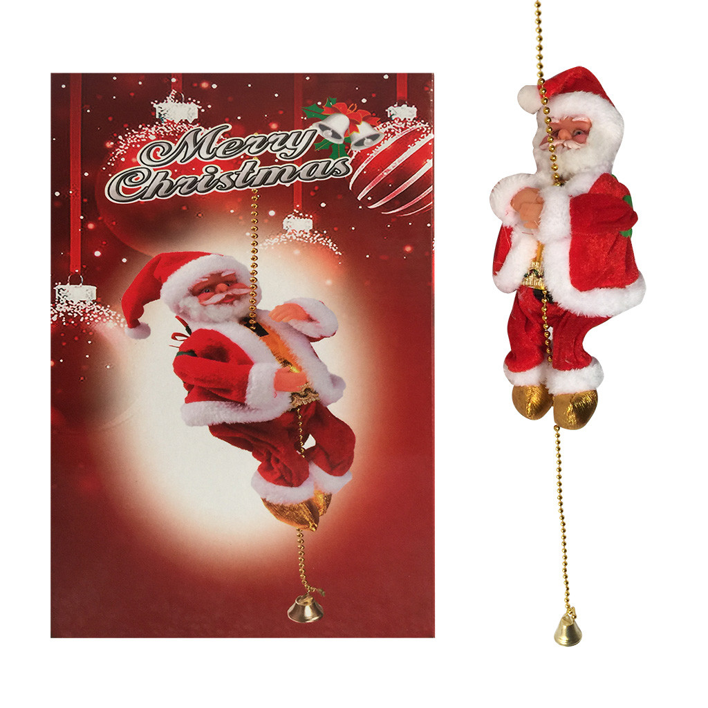 Santa Claus Electric Climbing Ladder Toy Music Playing Christmas Ornament Kids Holiday Gift Bead Climbing Figurine - 1