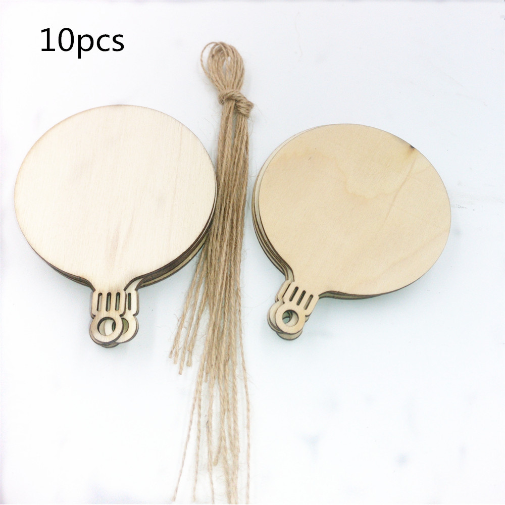 10pcs Wooden Tags Christmas Balls Decor Art Crafts Ornaments Diy Scrapbooking Home - 3