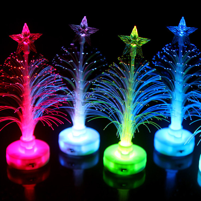 Colorful Led Fiber Optic Mini Christmas Tree With Star Topper Batterypowered Decoration - 3