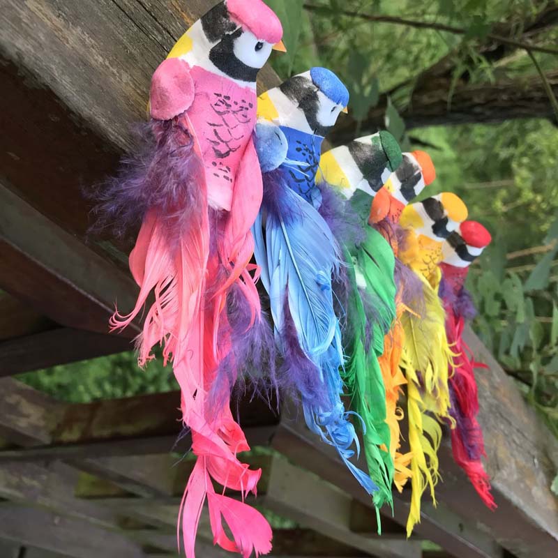 2piece Set Assorted Decorative Feathered Artificial Birds Foam Craft Home Garden Decor Wedding Party Accessory Kids Toy Gift - 28