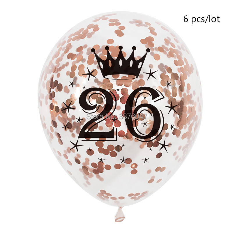 6pcs Rose Gold Silver Birthday Balloons Clear Anniversary Decorations For 25th29th Milestone Celebrations - 8