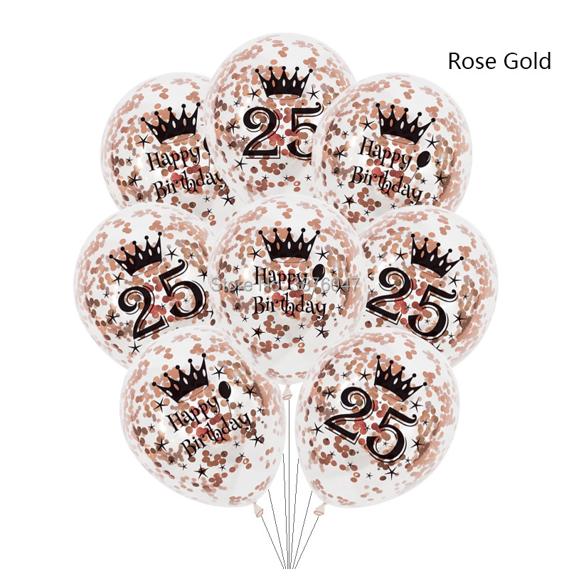 6pcs Rose Gold Silver Birthday Balloons Clear Anniversary Decorations For 25th29th Milestone Celebrations - 5