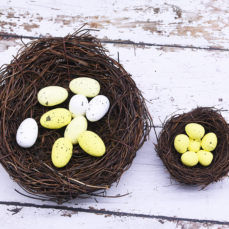 Handcrafted 825cm Natural Rattan Bird Nest With Foam Easter Eggs For Garden Decor Diy Crafts Vine Ornaments - 8