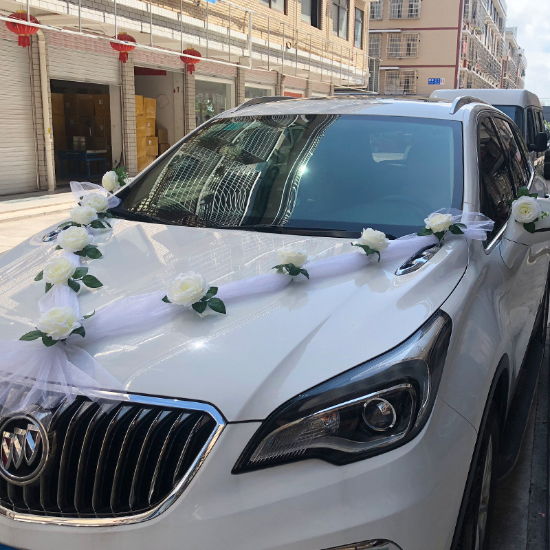 White Color Simulation Rose Artificial Flower For Wedding Car Decoration Bridal Decorations Party Decor - 2