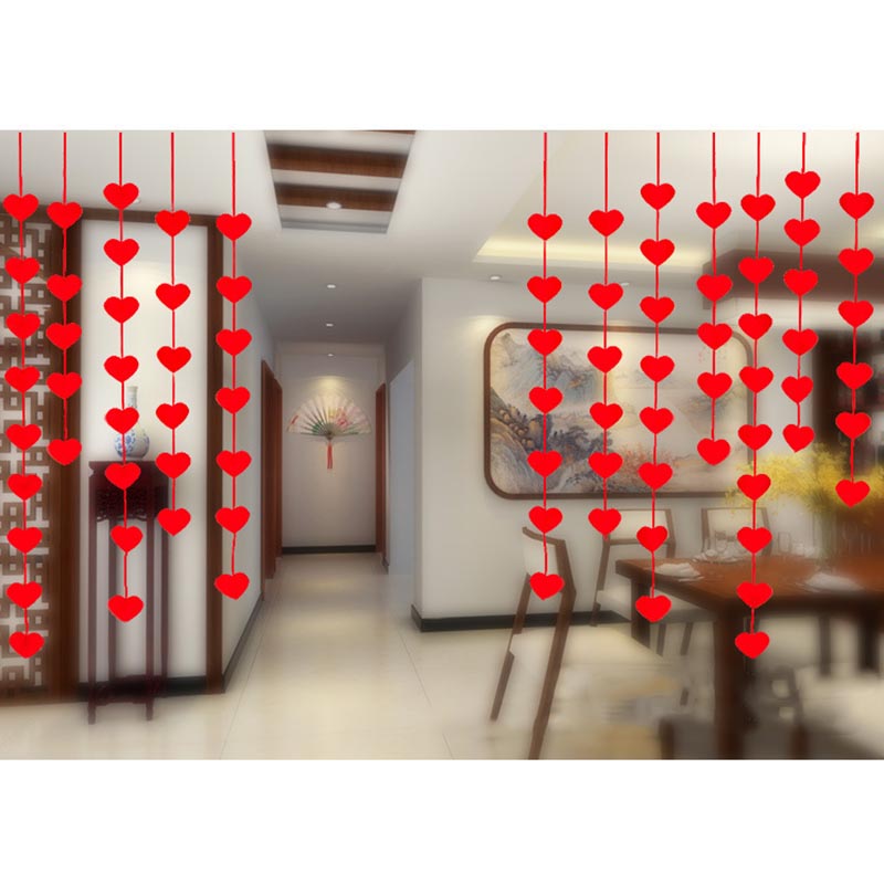 Romantic 16 Hearts Love Garland Nonwoven Valentine Ornaments For Home Wedding Party Decorations - 17