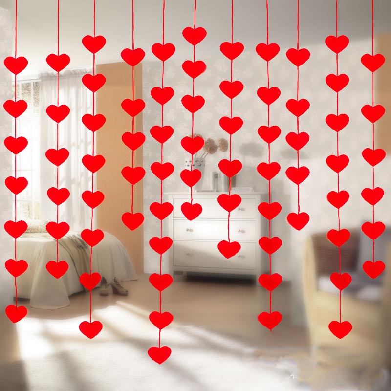 Romantic 16 Hearts Love Garland Nonwoven Valentine Ornaments For Home Wedding Party Decorations - 16