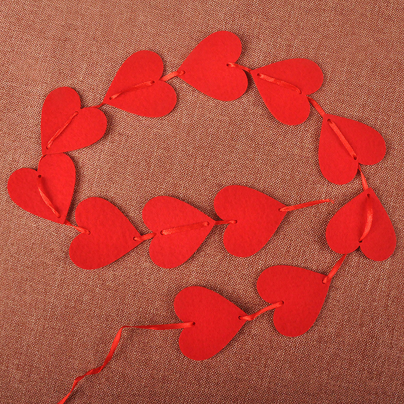 Romantic 16 Hearts Love Garland Nonwoven Valentine Ornaments For Home Wedding Party Decorations - 13