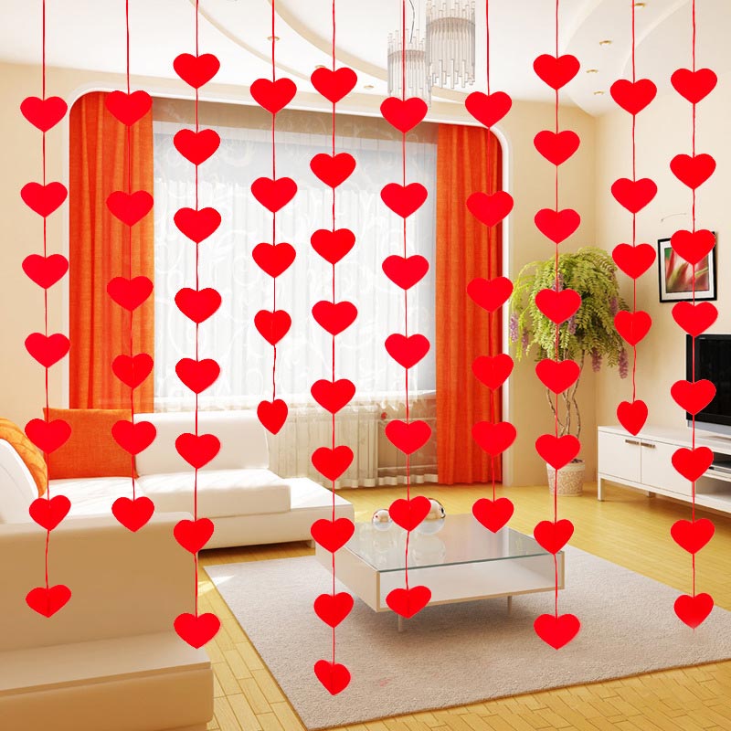 Romantic 16 Hearts Love Garland Nonwoven Valentine Ornaments For Home Wedding Party Decorations - 6