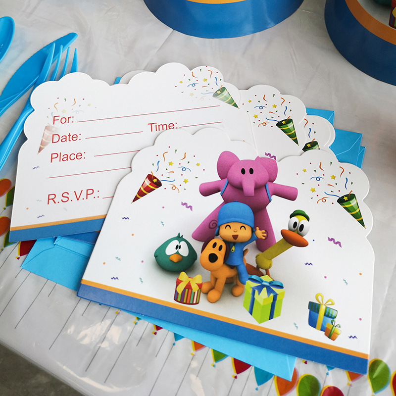 Pocoyo Theme Birthday Party Decoration Kit Newborn Baby Shower Disposable Cups And Accessories - 4