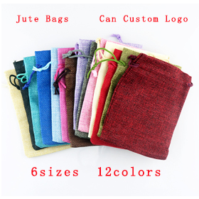 Customizable 5piece Set Of Small Medium Large Jute Drawstring Bags For Jewelry Gift Pouches With Logo - 14