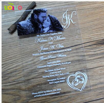 Personalized Clear Acrylic Wedding Invitation Card Custom Photo Print Transparent Elegant Unique Design For Couples - 8