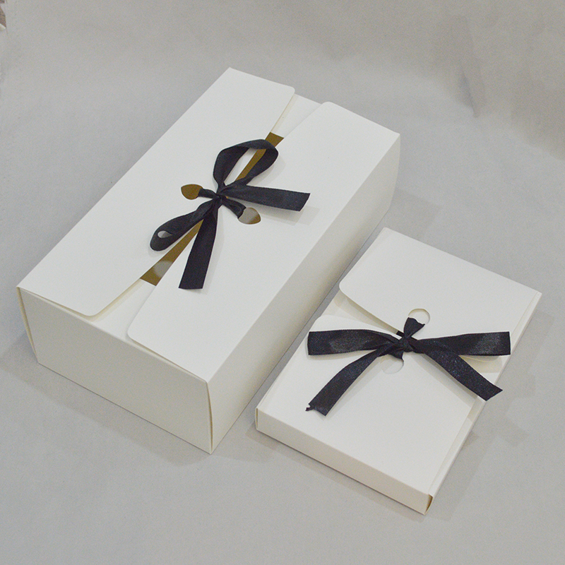 10 Pcs Large Luxury Kraft Cardboard Candy Gift Box With Custom Logo And Ribbon Blackwhite - 15