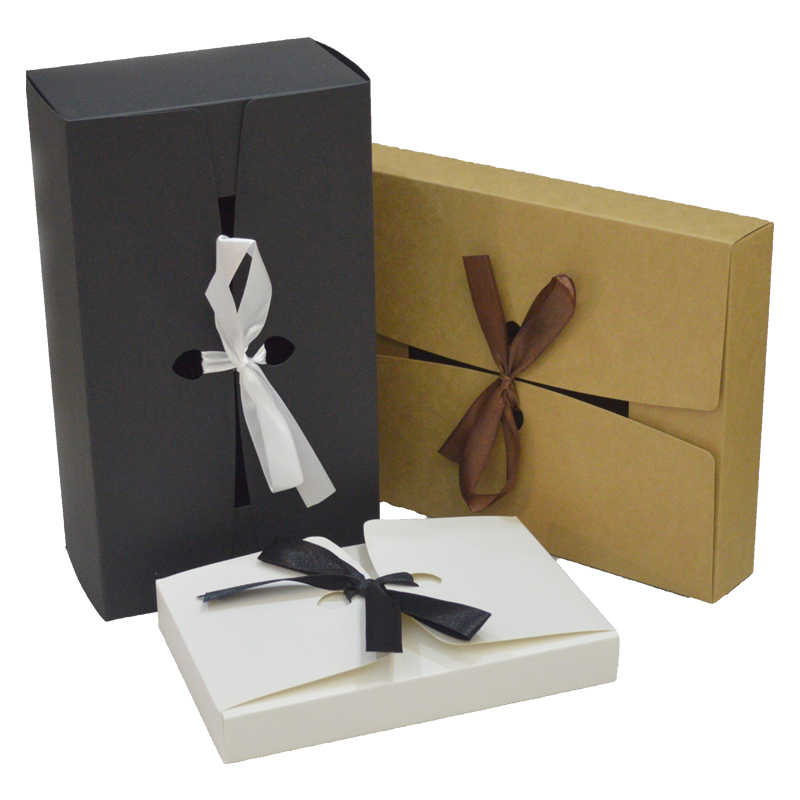 10 Pcs Large Luxury Kraft Cardboard Candy Gift Box With Custom Logo And Ribbon Blackwhite - 12