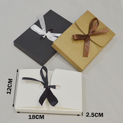 10 Pcs Large Luxury Kraft Cardboard Candy Gift Box With Custom Logo And Ribbon Blackwhite - 1