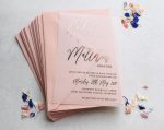 Rose Gold Silver Foil Print Vellum Wedding Invitation Card Custom Ai009