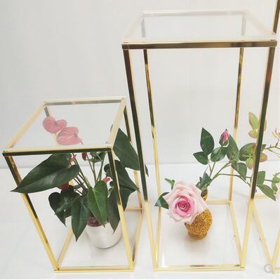 Wedding Props Box Geometric Road Guide Golden Shelf Stage Decoration Scene Layout Flower Stand Custom - 2