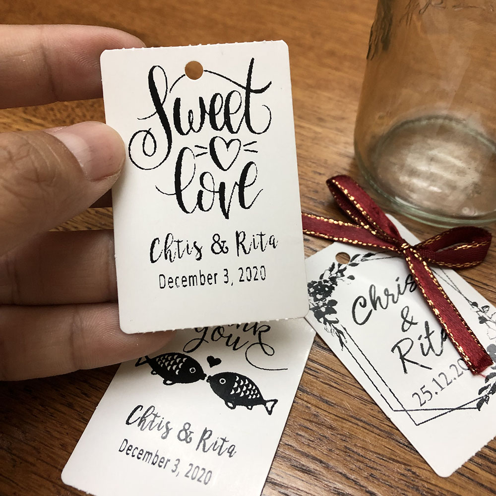 100 Pcs Set Personalized Favor Tags Custom Wedding With Hole Your Logo Text Thank You Handmand Labels 4x6cm - 3