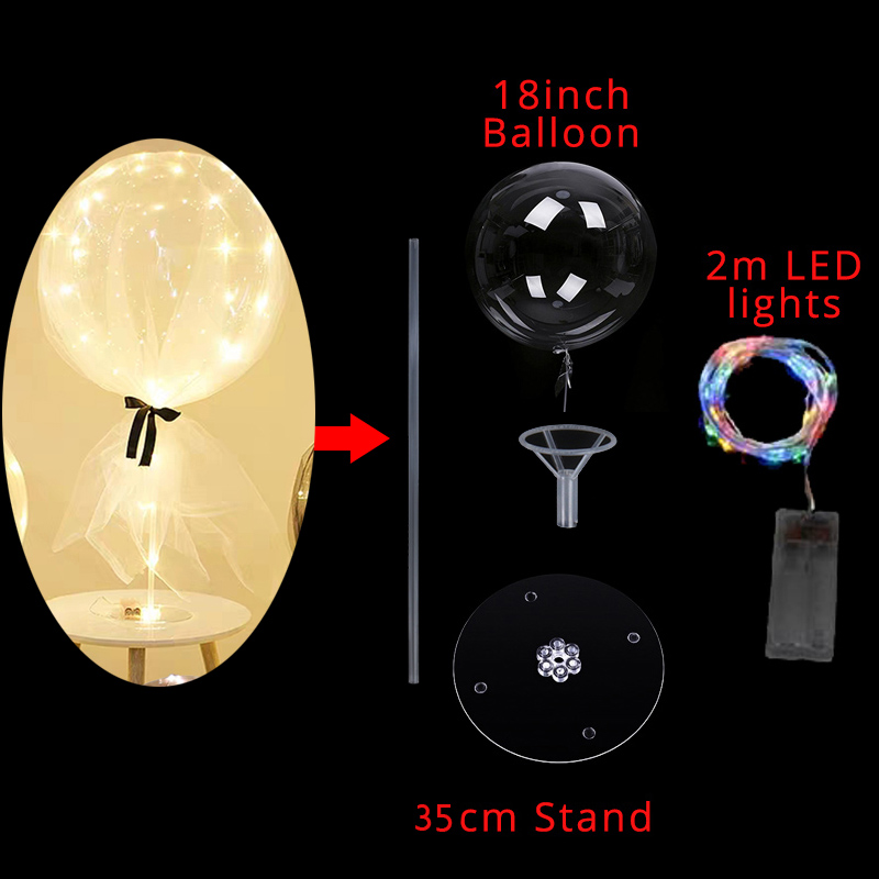 Led Lightup Balloon Column Stand Transparent Kids Birthday Party Wedding Event Decoration With Base - 9