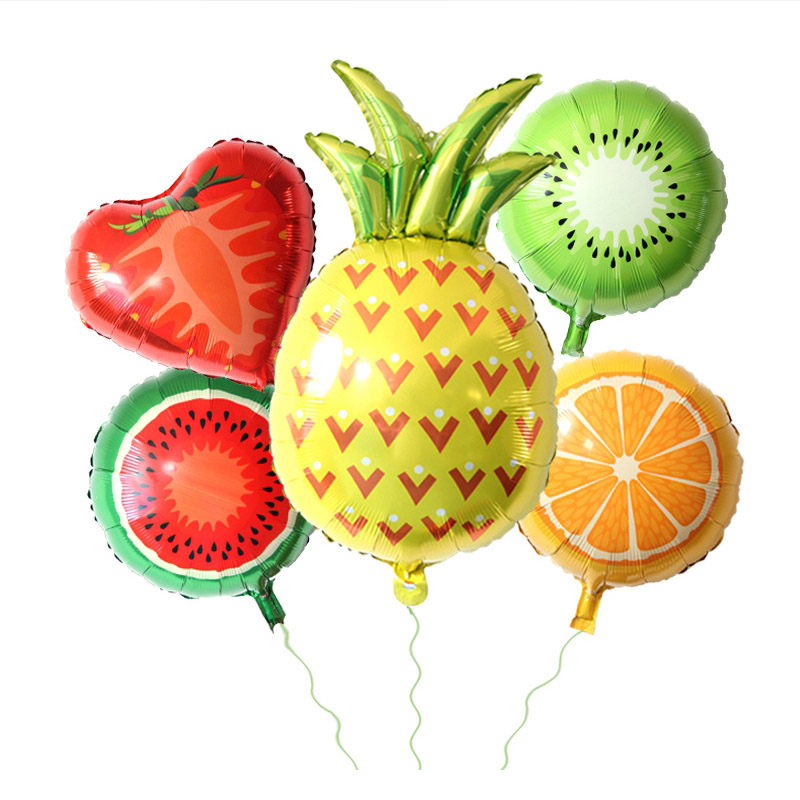 10pack Foil Helium Fruit Balloons 18 Watermelon Strawberry Pineapple Orange Summer Party Decorations Kids Toy - 5