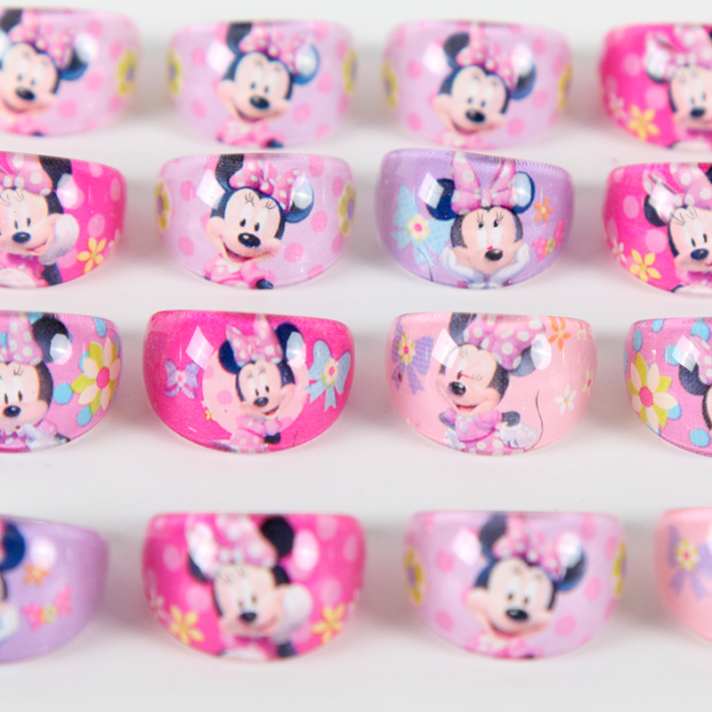 12pcs Minnie Mouse Crystal Acrylic Rings For Kids Party Favors Baby Shower Decoration Girls Jewelry Gifts - 2