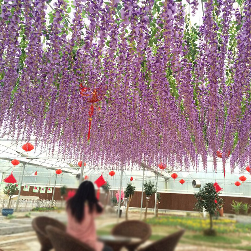 Artificial Wisteria Vine Silk Flowers Faux Garland Arch Diy Wedding Party Ceiling Decoration - 1