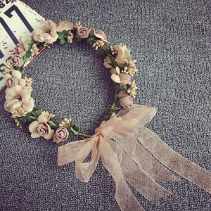 Women Wedding Rose Artificial Flower Garland Wreath Headband And Hair Band Ornaments Beach Gift
