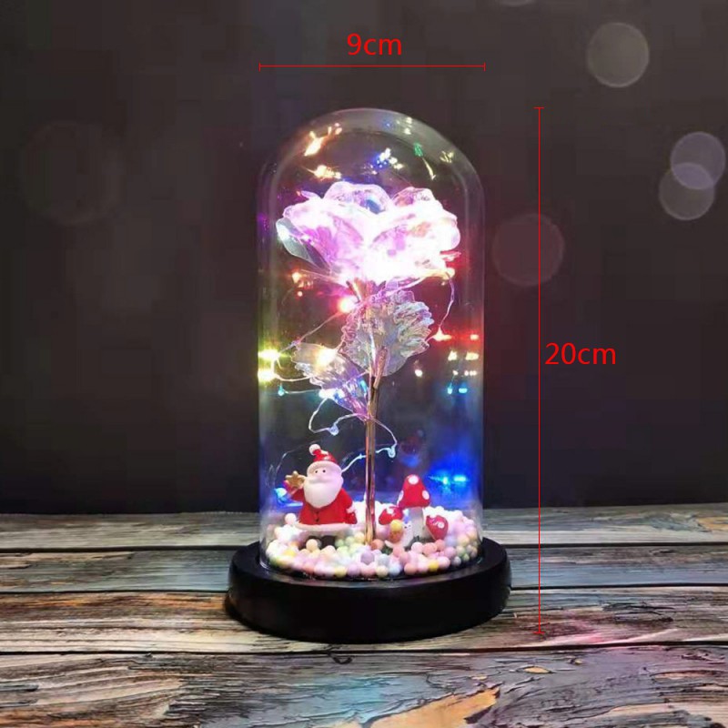 24k Gold Foil Rose Led Light Glass Dome Romantic Valentines Day Wedding Gift For Women Or Girlfriend - 6