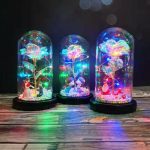 Led Enchanted Rose Light Artificial Eternal Flower In Glass Dome Lamp Decors Christmas Valentine Romantic Gift