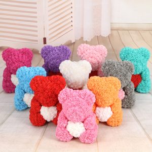 40cm Artificial Flower Rose Bear Plastic Foam Teddy With Love Girlfriend Valentines Day Gift Birthday Party Decoration - 2