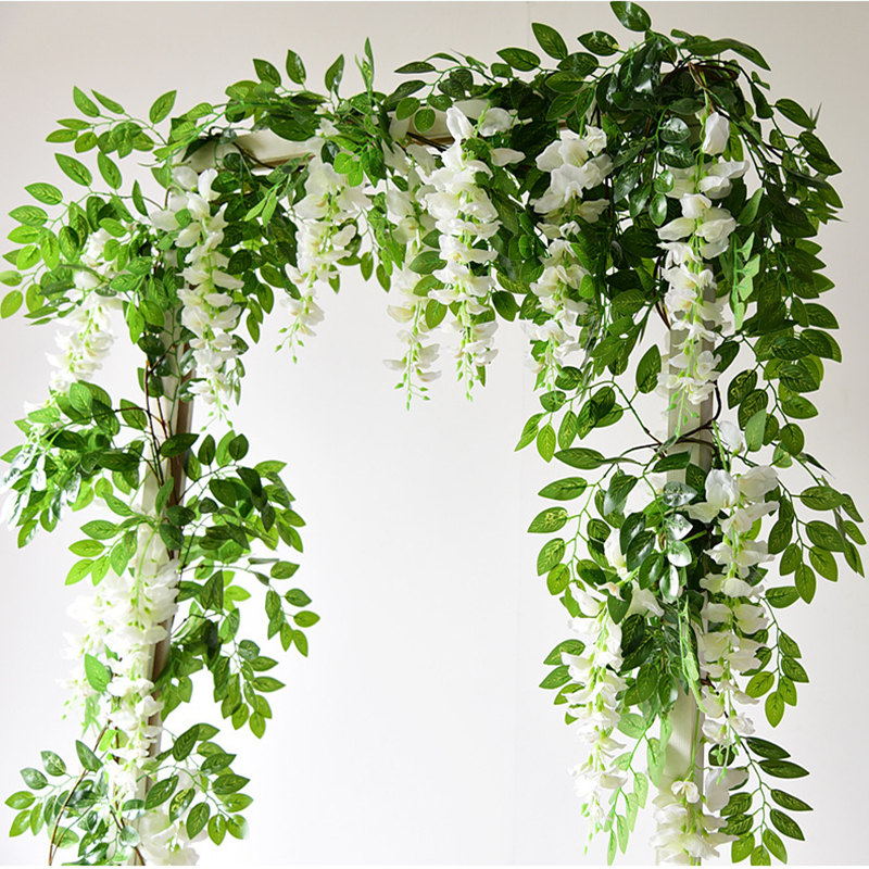 7ft Artificial Wisteria Vine Garland 2m Flower String Outdoor Home Wall Decor Trailing Foliage Fake Hanging Plants - 1