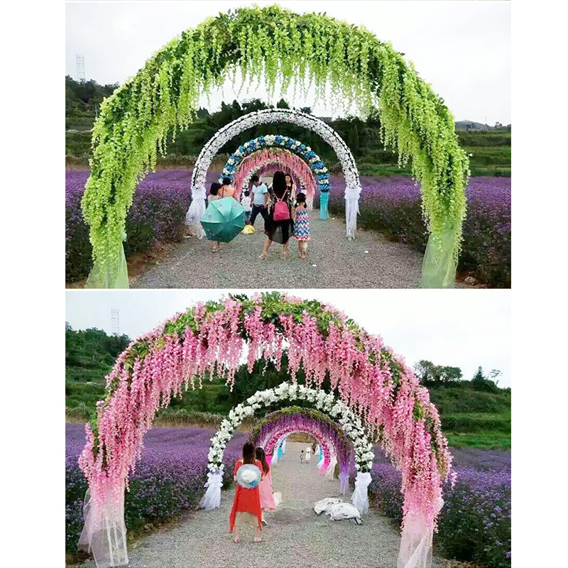 Artificial Silk Wisteria Vine White Hanging Flower Garland For Wedding Home Hotel Decorations - 3