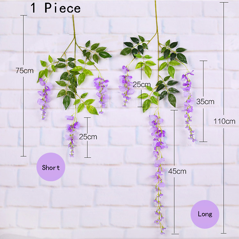 Artificial Silk Wisteria Vine White Hanging Flower Garland For Wedding Home Hotel Decorations - 2