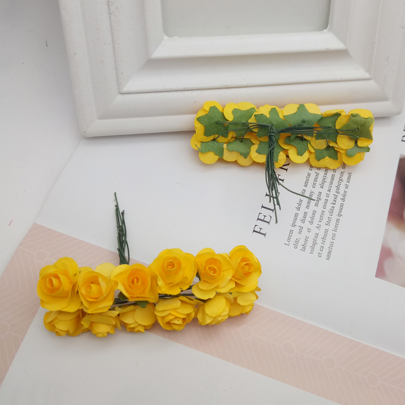 144pcs Mini Flower Head Artificial Paper Flowers Rose Used For Wedding Party Craft Decoration 19 Colors - 6