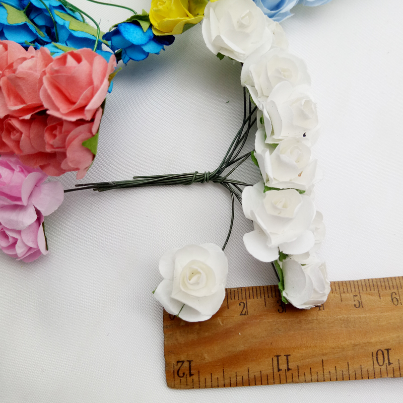 144pcs Mini Flower Head Artificial Paper Flowers Rose Used For Wedding Party Craft Decoration 19 Colors - 5