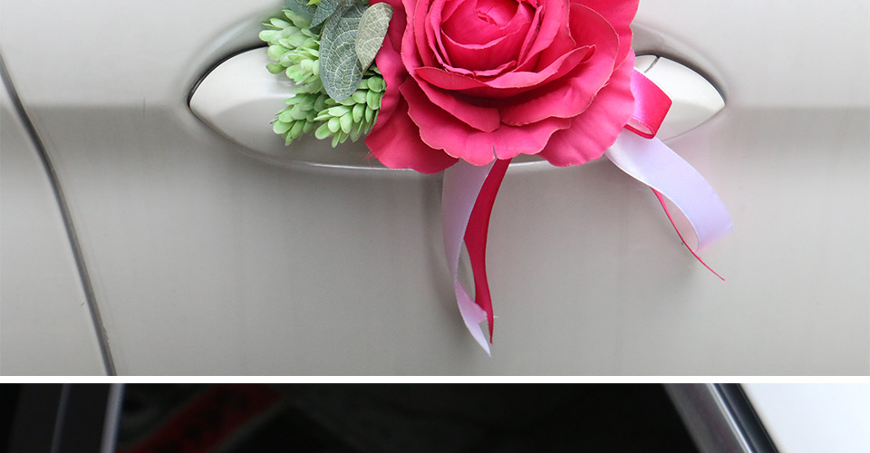 Handmade Wedding Car Decor Artificial Flowers For Door Handles Rearview Mirror Customizable Bridal Accessories - 12