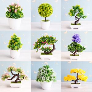 Artificial Plants Bonsai Small Tree Fake Flowers Ted Ornaments For Home Decoration Hotel Garden Decor