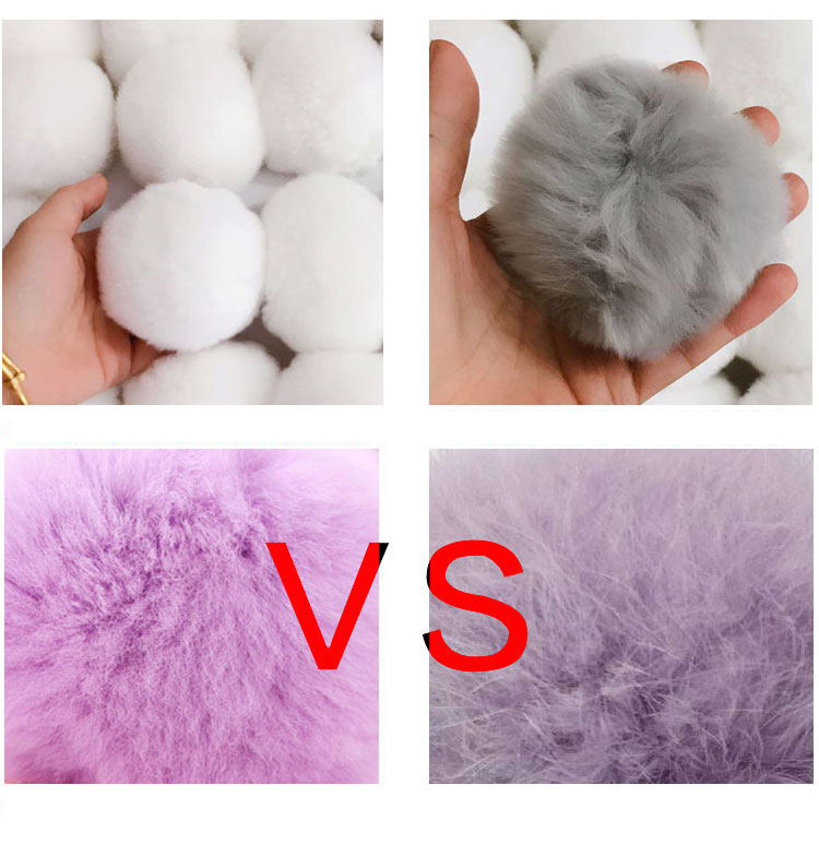 20 Multicolored Genuine Fur Ball 6cm Pompom Keychain Car Accessory Diy Bag Charms With Fluffy Rabbit - 2