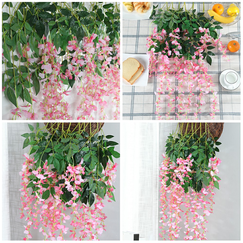 Luyue 12pcs Silk Wisteria Flower Vines Artificial Hanging Rattan Garland For Wedding Home Garden Hotel Decor - 17