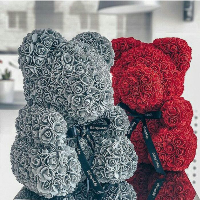 40cm Red Rose Bear Teddy Artificial Flower Decoration Perfect Valentines And Christmas Gift For Women - 3