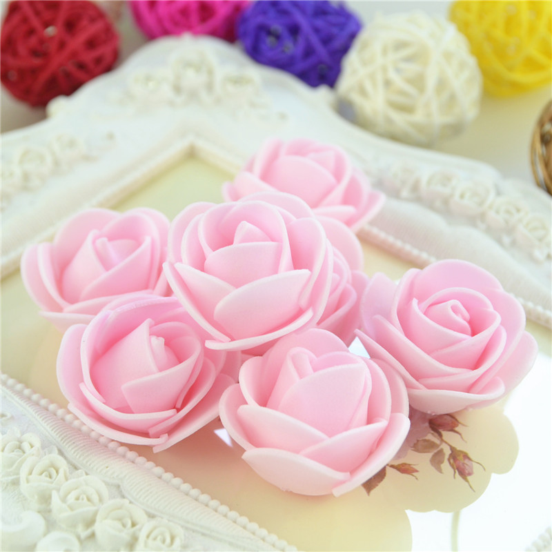 50pcs Pack Mini Multicolor Pe Foam Rose Heads Handmade Diy Wedding Home Festival Party Decorations - 19